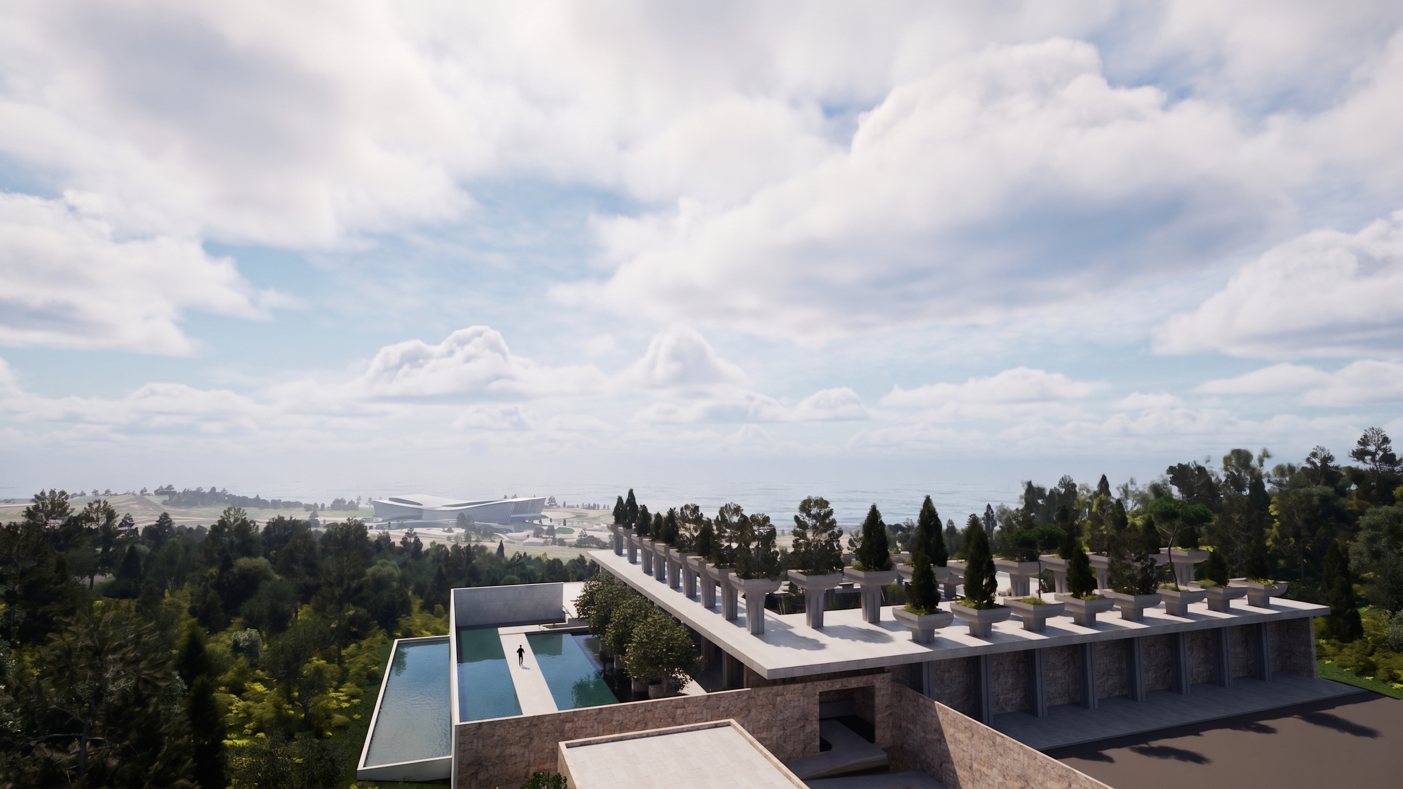 Eden Art Museum aerial closing view