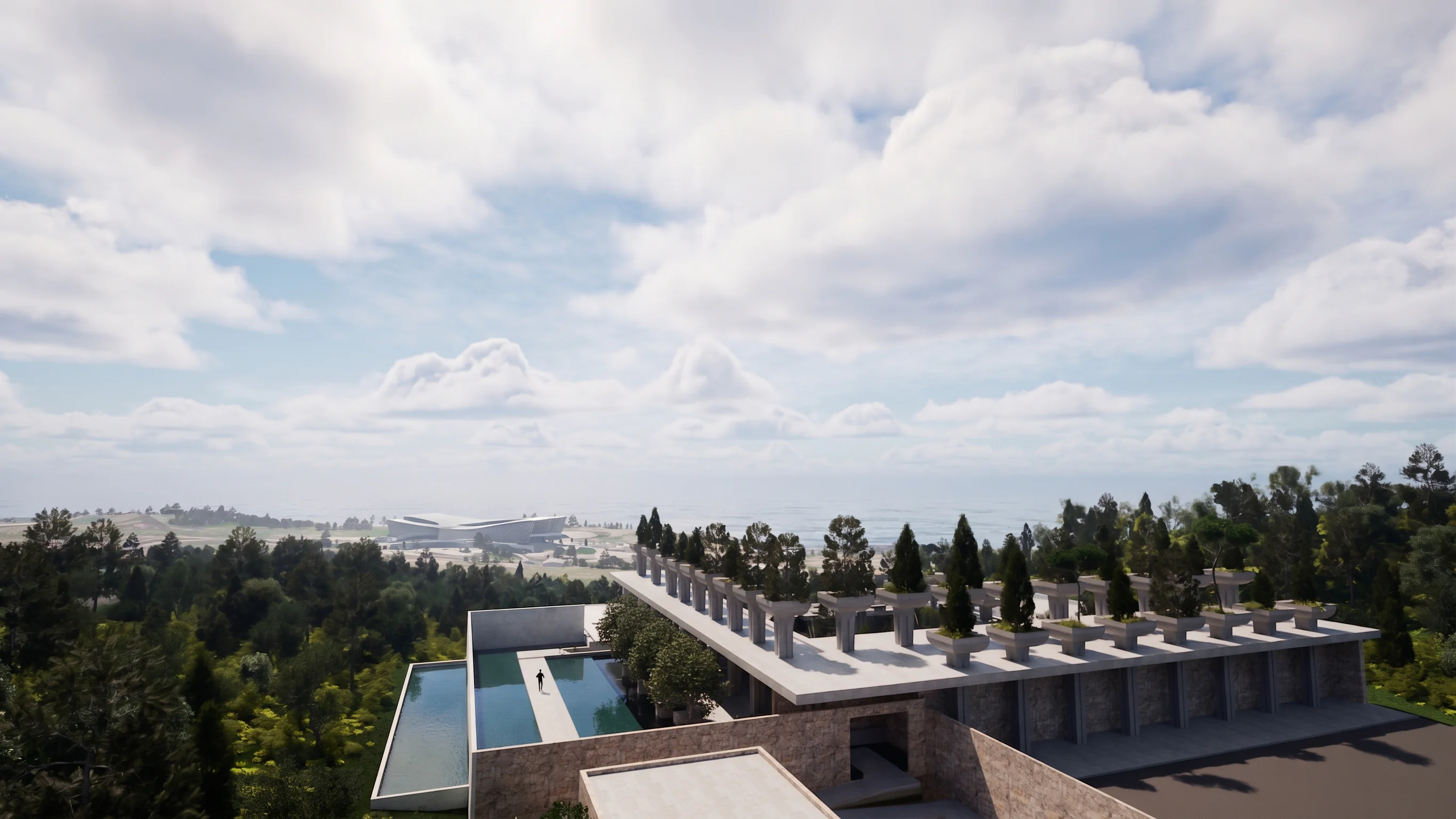 Eden Art Museum aerial closing view