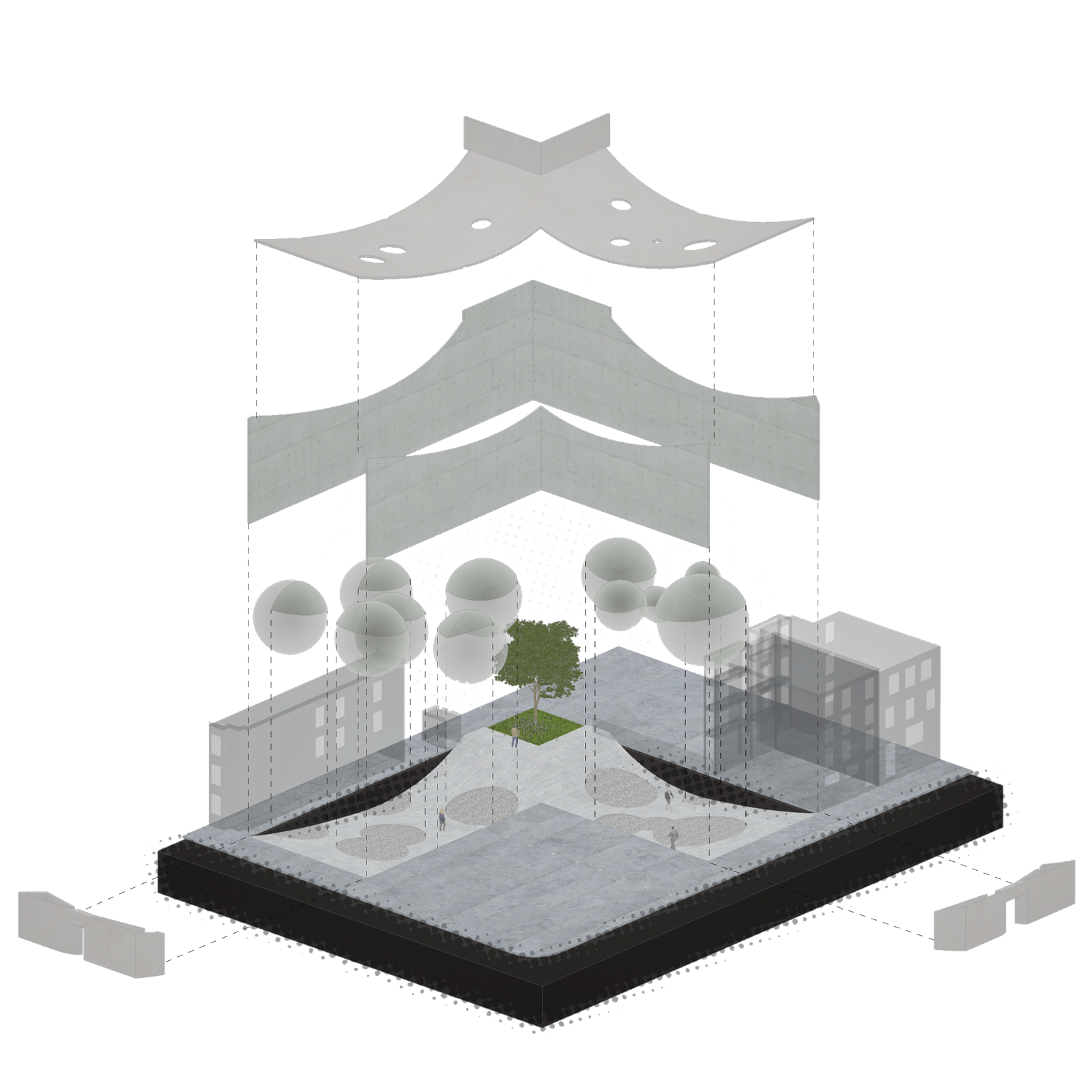 The Clearing exploded axonometric